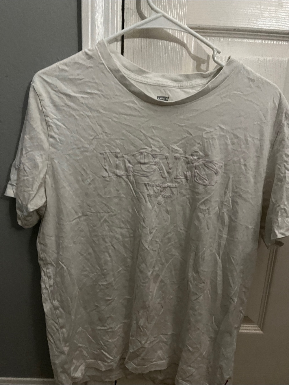 Levi's White Short-Sleeve Crew with Embossed Chest Logo